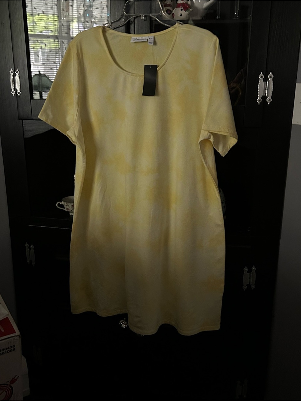 Women's Short Sleeve Yellow Tie-Dye dress